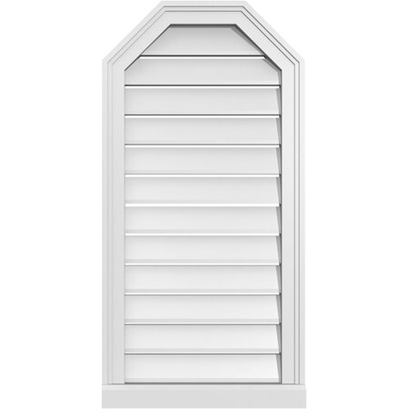 Ekena Millwork Octagonal Top Surface Mount PVC Gable Vent w/ 2"W x 2"P Brickmould Sill Frame, 18"W x 36"H GVPOT18X3603SF